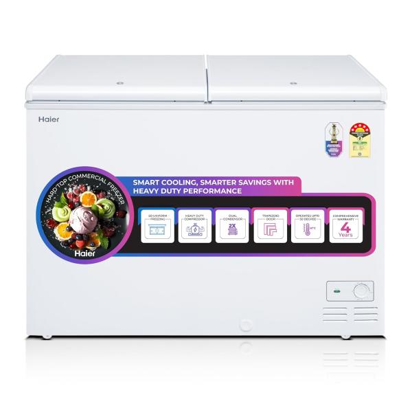 Haier HFC-500DM5, 5 Star Rating Double Door Convertible Deep Freezer, 5 Side Freezing, Dual Condenser, inside metal liner with 4 Years Comprehensive Warranty (White)