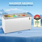 Haier HFC-400GM5, 5-Star Rated Glass Top Freezer, Single Mould, Anti-Rodent, Integrated Lock, with metal Liner inside and 4 Years Comprehensive Warranty (White)