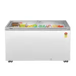 Haier HFC-400GM5, 5-Star Rated Glass Top Freezer, Single Mould, Anti-Rodent, Integrated Lock, with metal Liner inside and 4 Years Comprehensive Warranty (White)