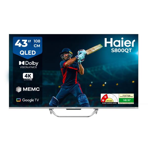Haier 43S800QT 109.22 cm (43 inch) 4K Ultra HD QLED Smart Google TV with Dolby Vision & Dolby Atmos