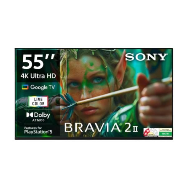 Sony BRAVIA 2 139 cm (55 Inch) K-55S25M2 - 4K Ultra HD LED Google TV - 4K Processor X1, HDR10/HLG, Dolby™ Atmos, Chromecast Built-In