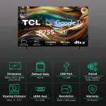 TCL 43P755 43 Inch 4K Ultra HD LED Google TV with Dolby Vision and Dolby Atmos