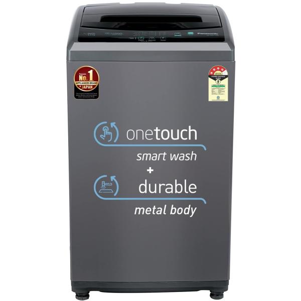 Panasonic NA-F60LF1HRB 6 Kg 4 Star Fully-Automatic Top Load Washing Machine (Grey, Durable Metal Body, 8 Wash Program, Aquabeat wash technology, One touch smart wash)