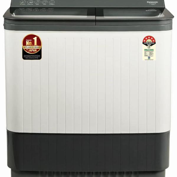 Panasonic NA-W100H6HRB 10 kg 5 Star Semi-Automatic Glass Lid Top Loading Washing Machine with Powerful Motor (Grey, Active Foam System)